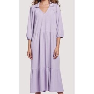 Lost+Wander Lilac Midi  Flow Dress‎ Large Longsleeve Pockets